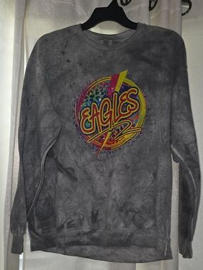 Comfort Colors Gray Tie-Dye Crewneck with Neon Eagles Graphic